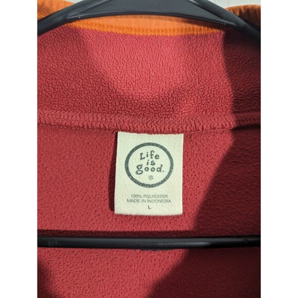 Life Is Good Red Fleece 1/4 Zip Long Sleeve Pullover Sweatshirt Men Size L - Picture 6 of 6